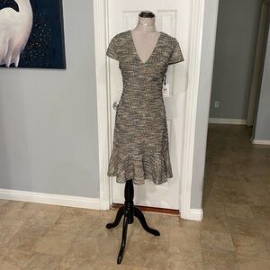 New Kensie Women 10 Tweed Flare Hem Dress
